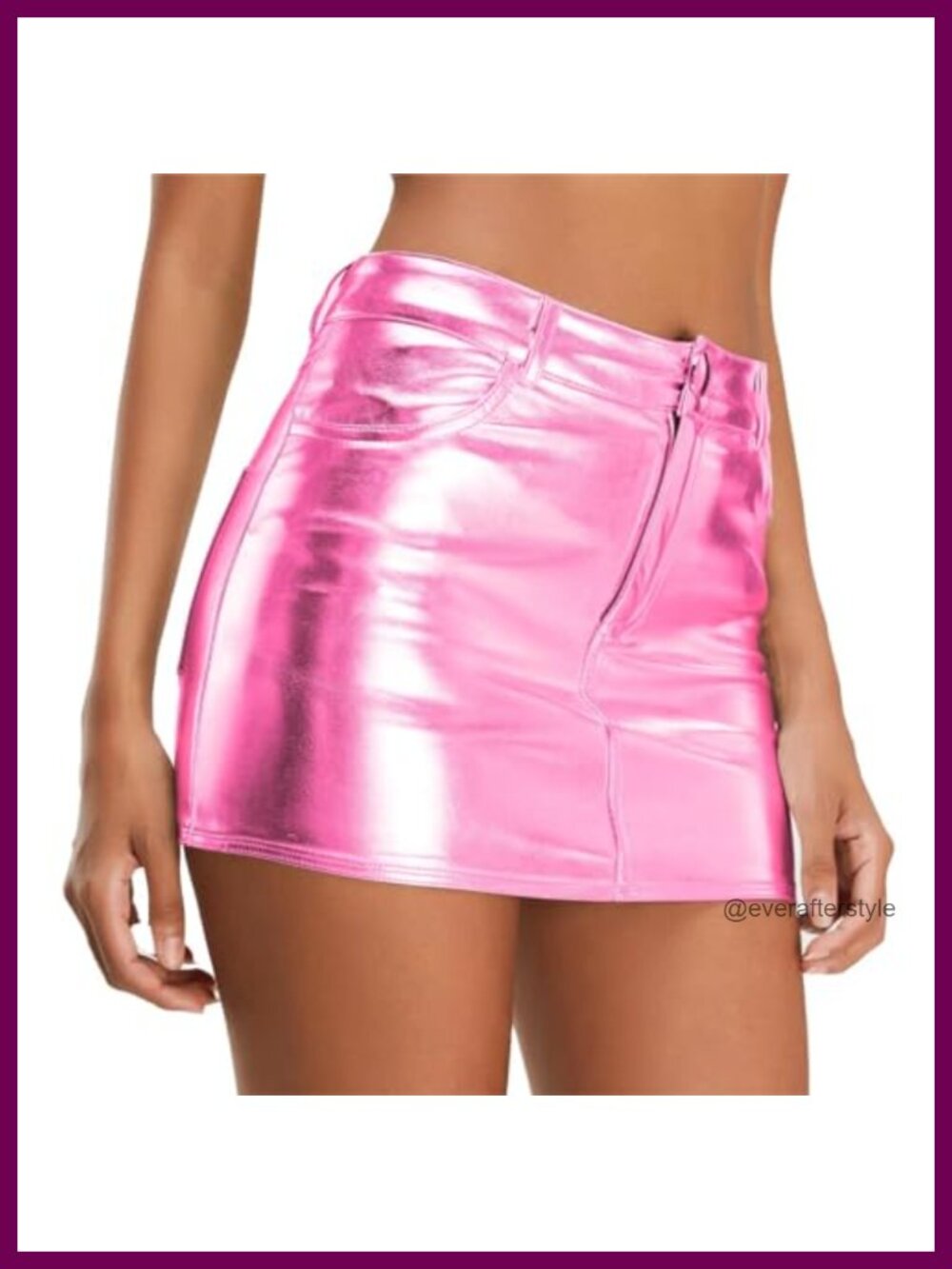 Metallic Shiny Mini Skirt Low Waist Bodycon Cargo Rave Party Festival